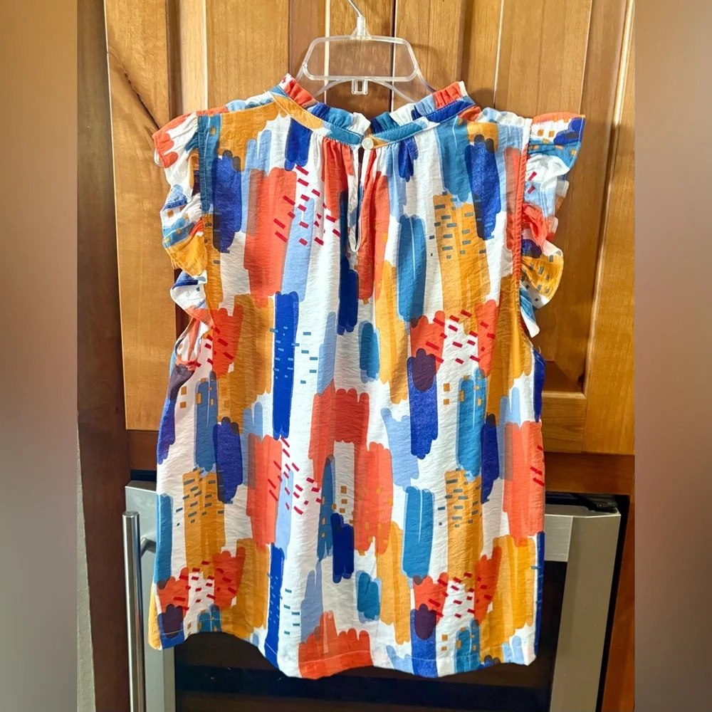 THML Multicolor Abstract Ruffle Blouse - Picture 2 of 3